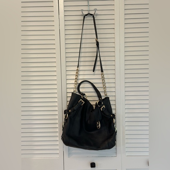 MICHAEL Michael Kors "TRISTAN" Convertible Satchel Bag Black Leather EUC - Picture 4 of 6